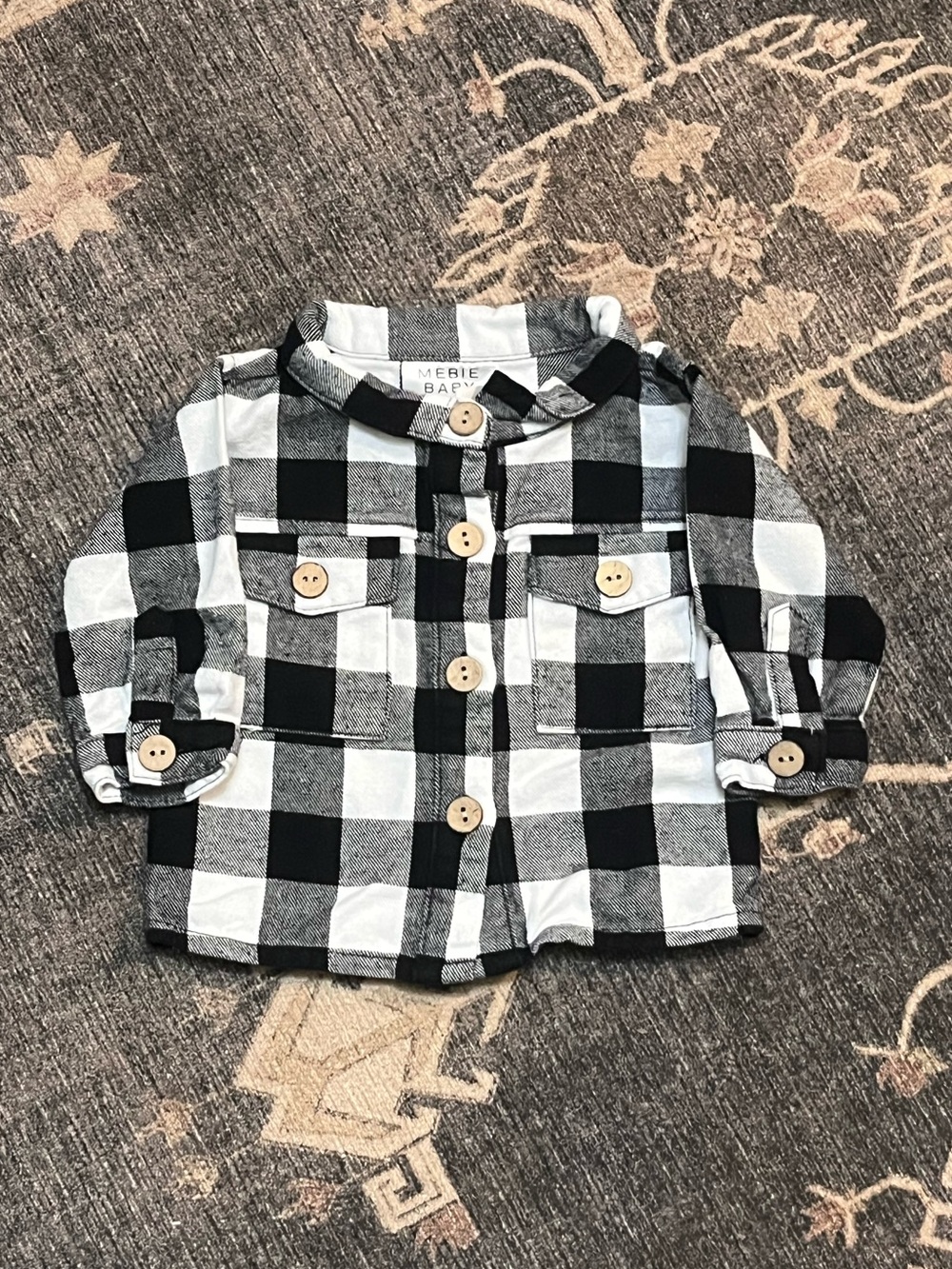Merie Baby Black & White Buffalo Plaid Button-Front Shirt